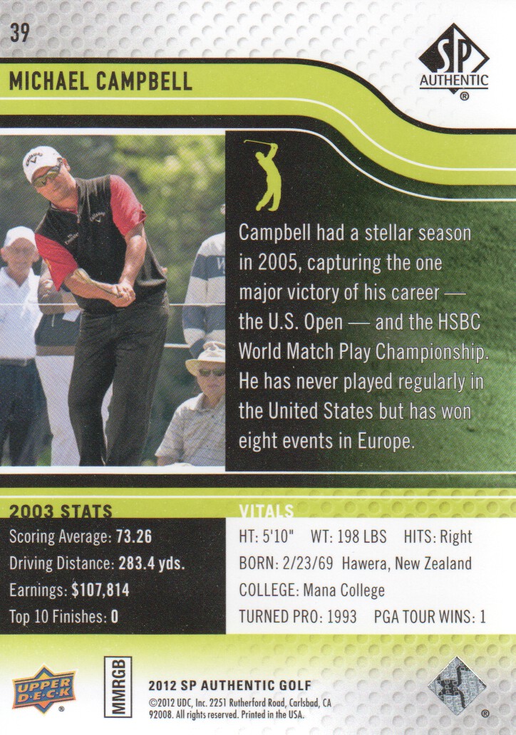 2012 SP Authentic Golf BASE Trading Cards Pick From List - Picture 77 of 169