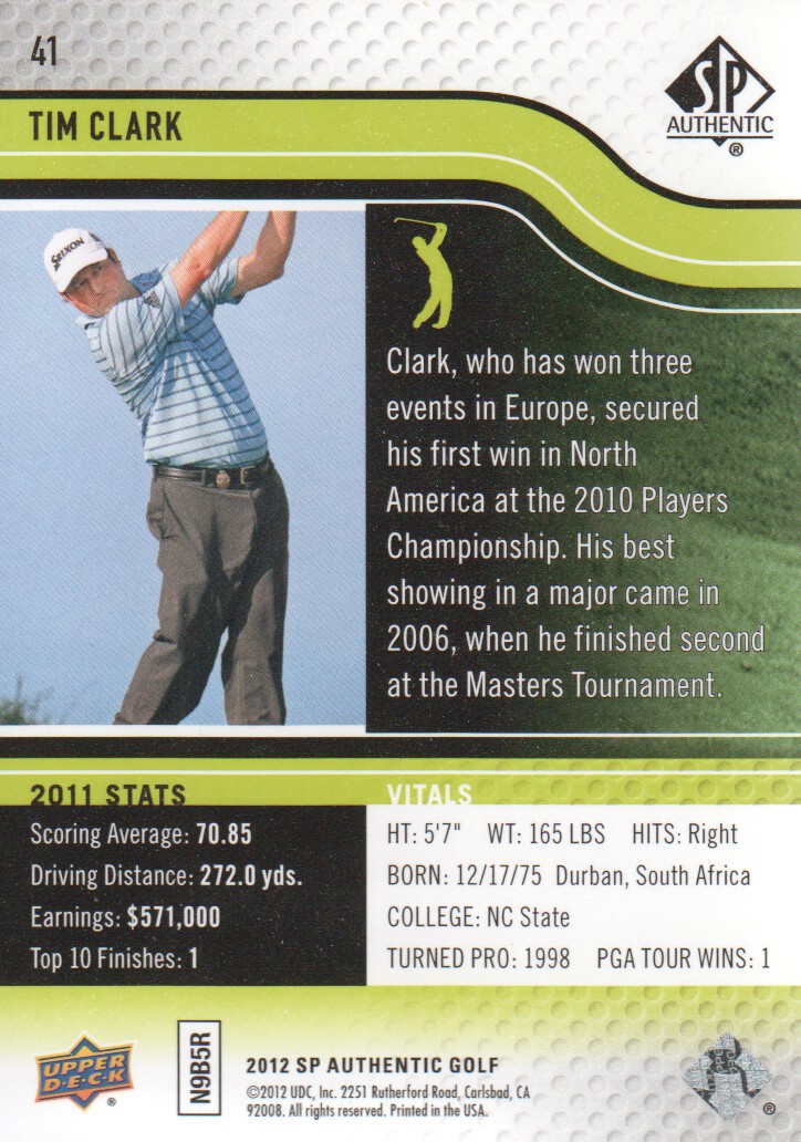 2012 SP Authentic Golf BASE Trading Cards Pick From List - Picture 81 of 169