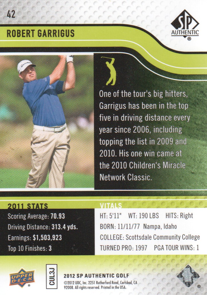 2012 SP Authentic Golf BASE Trading Cards Pick From List - Picture 83 of 169