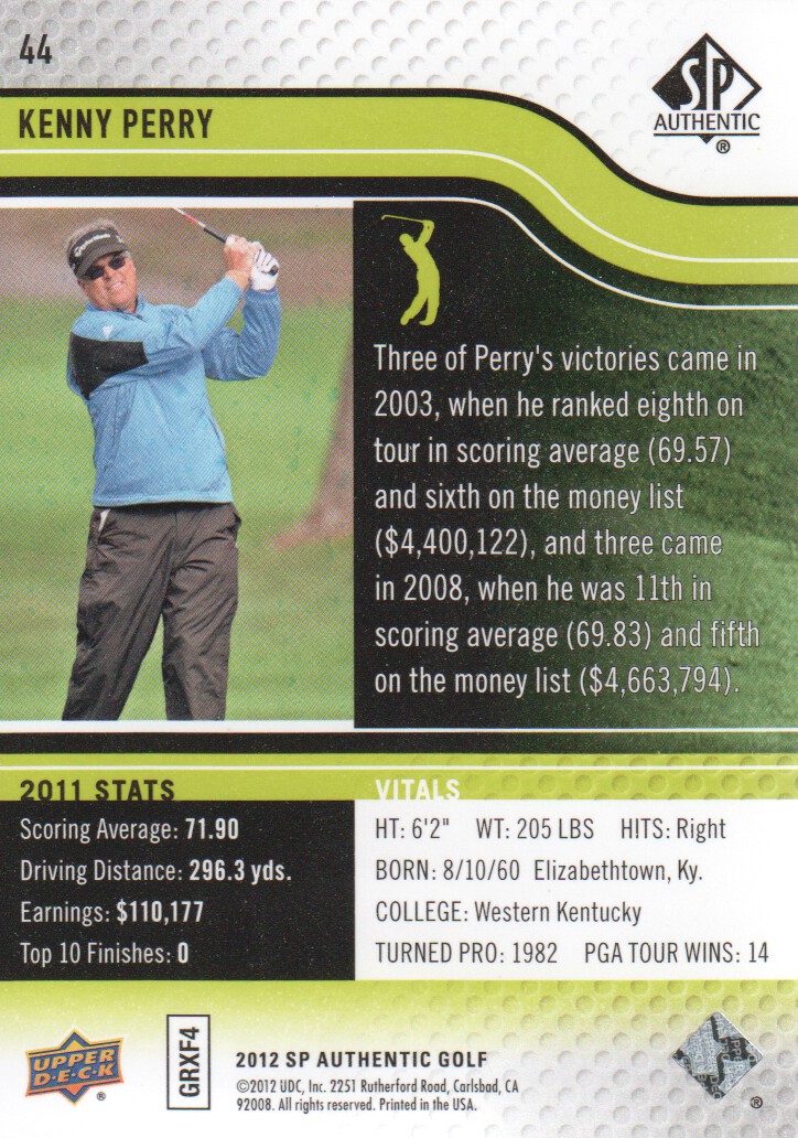 2012 SP Authentic Golf BASE Trading Cards Pick From List - Picture 87 of 169