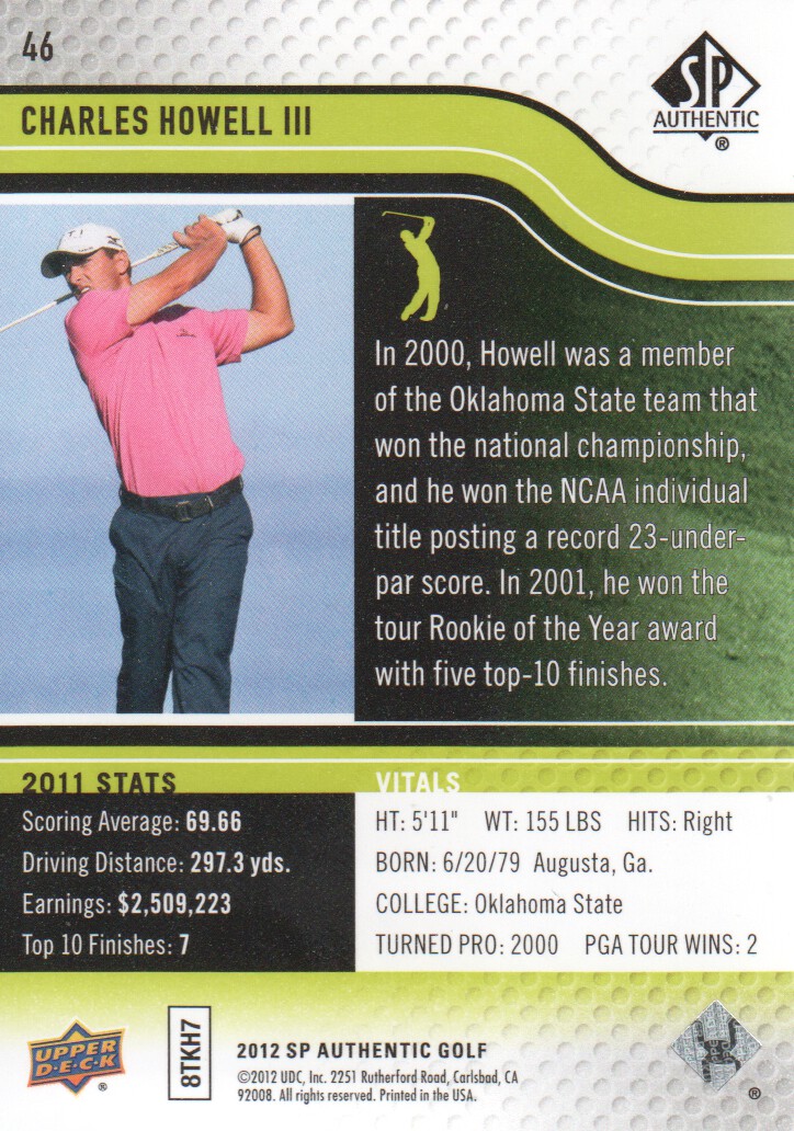 2012 SP Authentic Golf BASE Trading Cards Pick From List - Picture 91 of 169