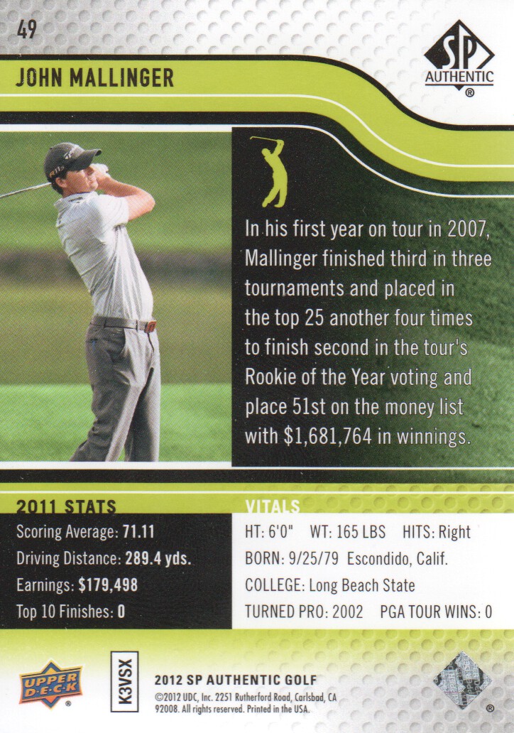 2012 SP Authentic Golf BASE Trading Cards Pick From List - Picture 97 of 169