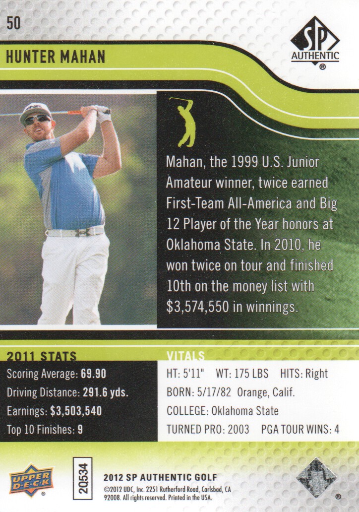 2012 SP Authentic Golf BASE Trading Cards Pick From List - Picture 99 of 169