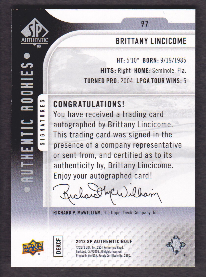 2012 SP Authentic Golf BASE Trading Cards Pick From List - Picture 161 of 169