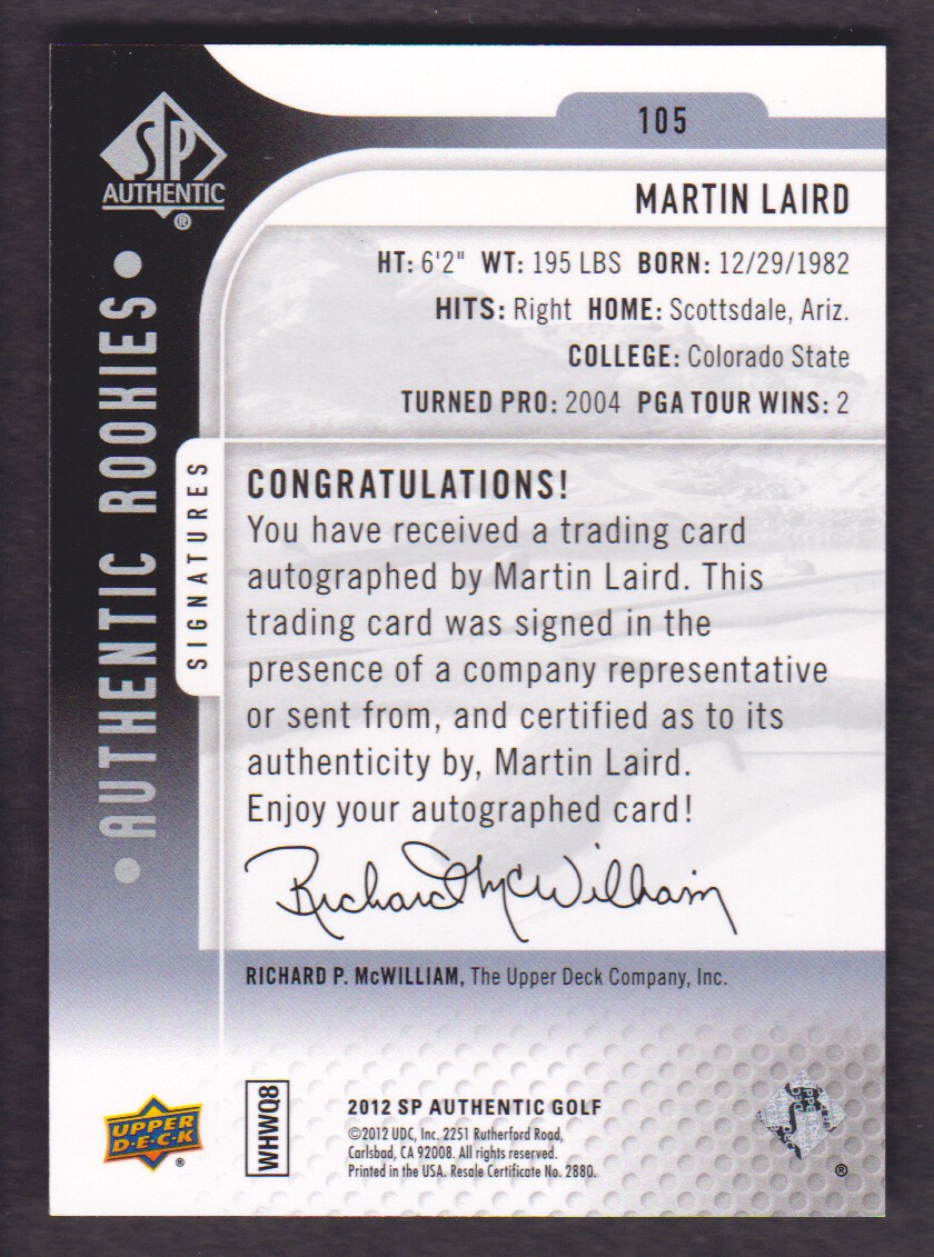 2012 SP Authentic Golf BASE Trading Cards Pick From List - Picture 165 of 169