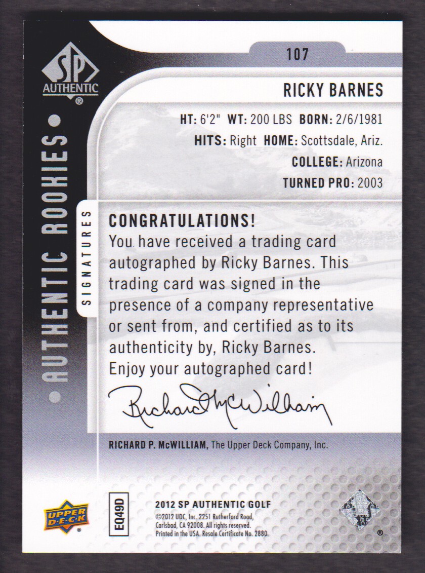 2012 SP Authentic Golf BASE Trading Cards Pick From List - Picture 167 of 169