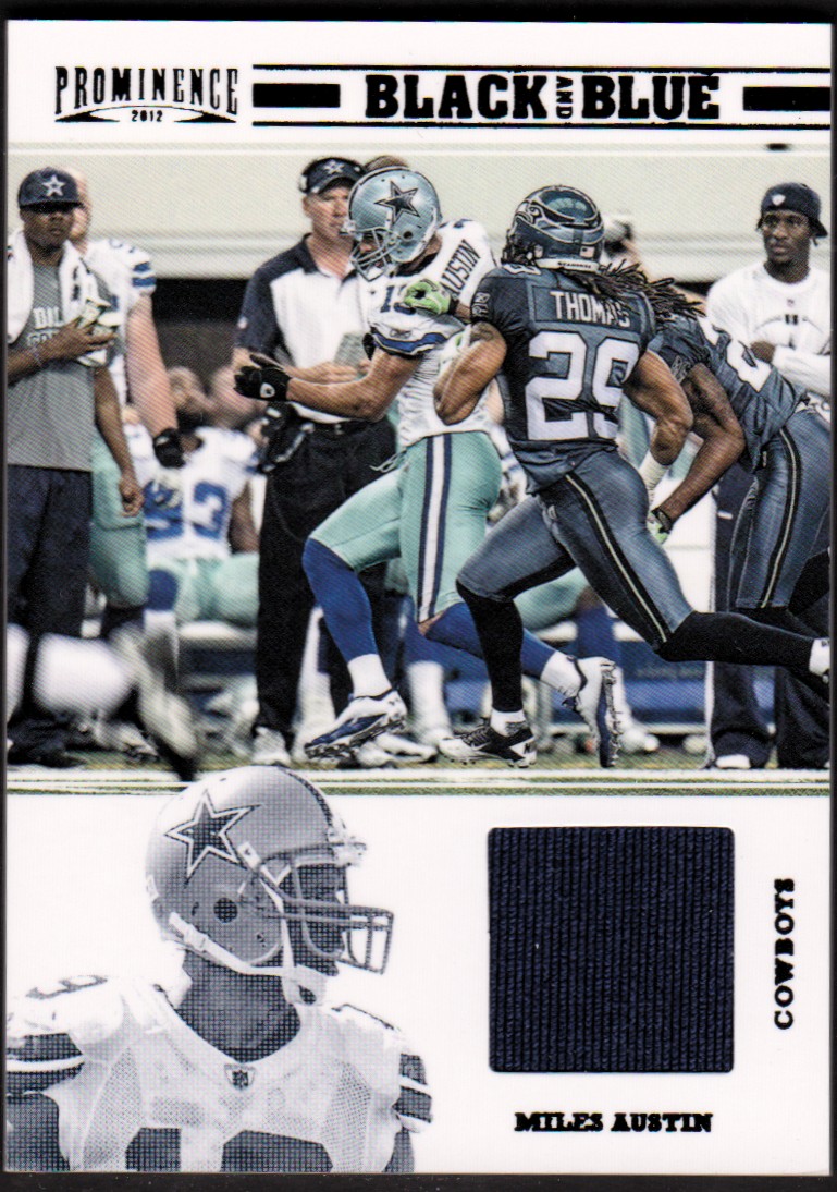 2012 Panini Prominence Black and Blue Materials #14 Miles Austin/199