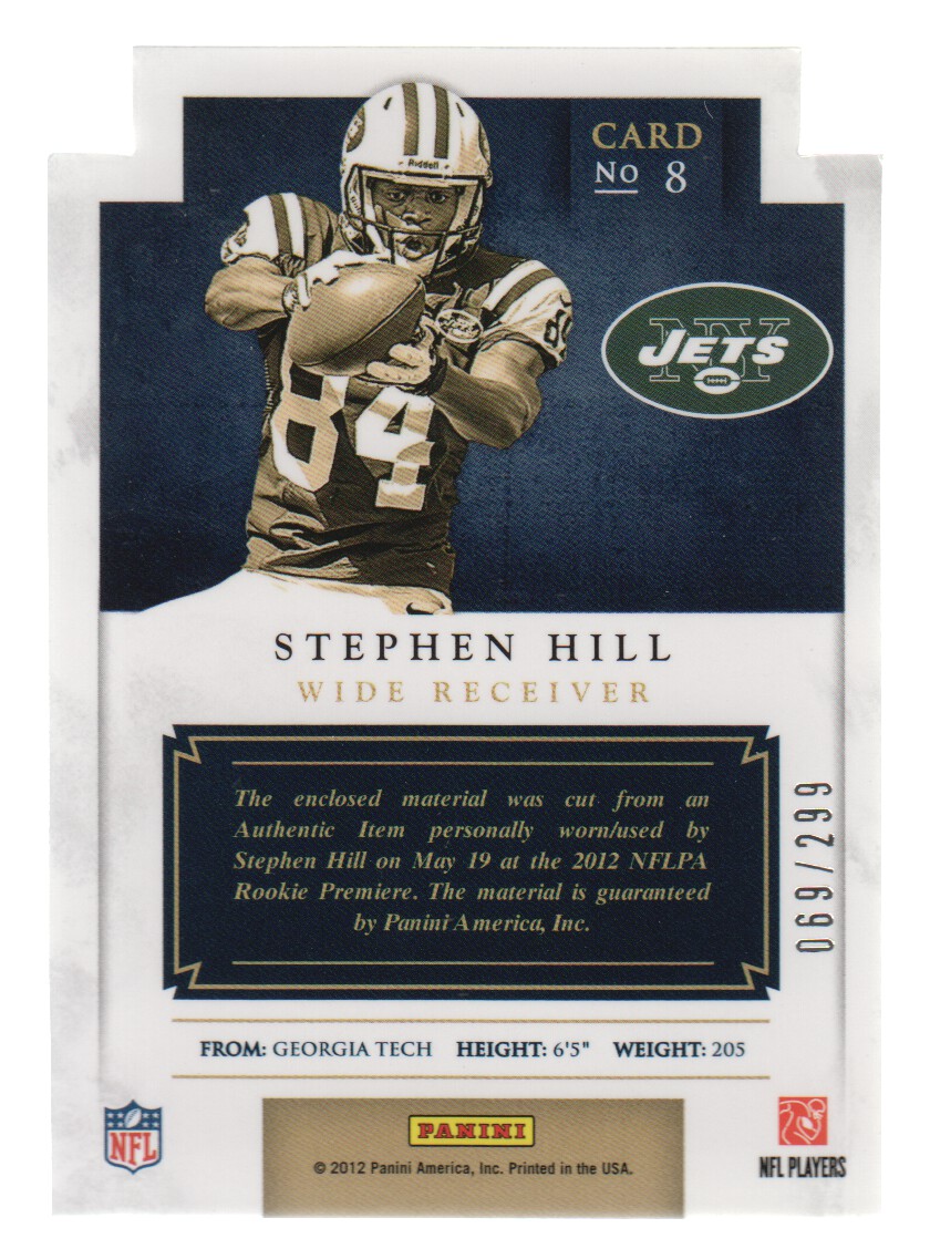 2012 Panini Prominence Rookie Projection Materials #8 Stephen Hill back image