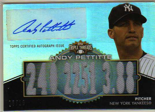 2012 Topps Triple Threads Relic Autographs #TTAR191 Andy Pettitte