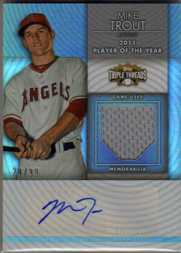 2012 Topps Triple Threads Unity Relic Autographs #UAR10 Mike Trout 