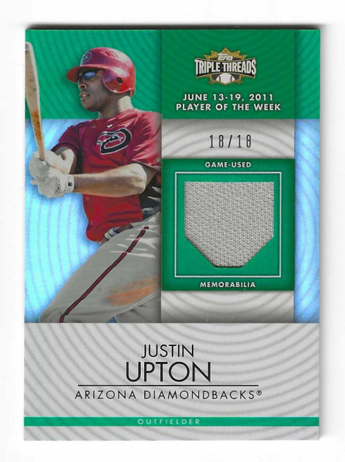 2012 Topps Triple Threads Unity Relics Emerald #UR104 Justin Upton