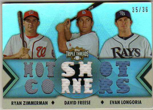 2012 Topps Triple Threads Relic Combos #RC26 Ryan Zimmerman/Evan Longoria/David Wright