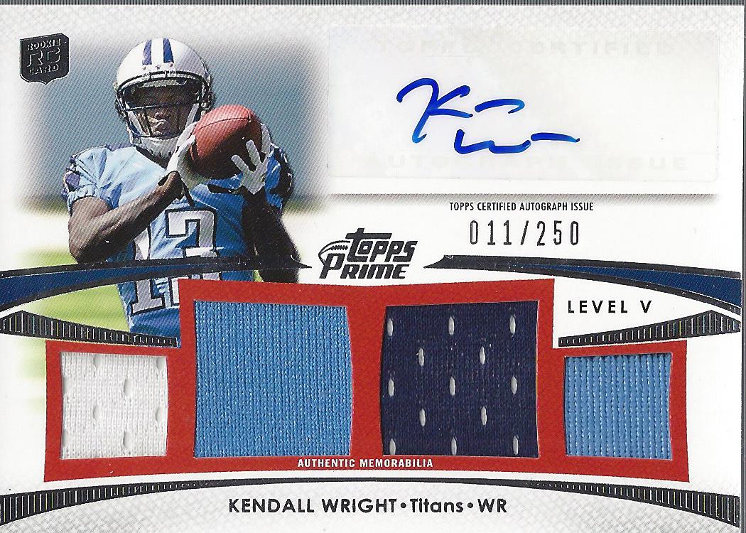 2012 Topps Prime Autographed Relics Level 5 #PVKW Kendall Wright/250 EXCH