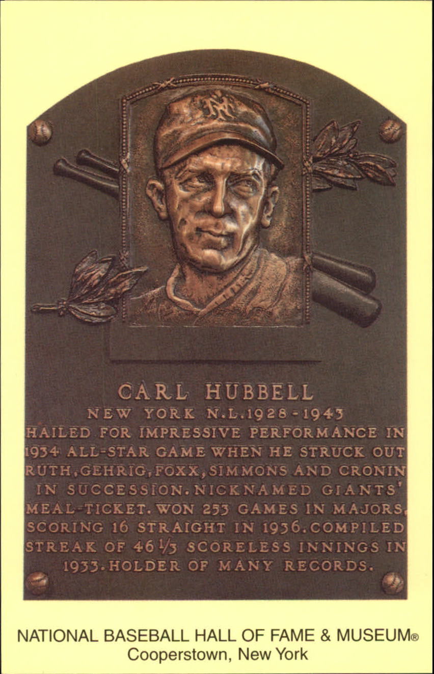 1997-18 Hall of Fame Gold Plaque Postcards Scenic Art #53 Carl Hubbell
