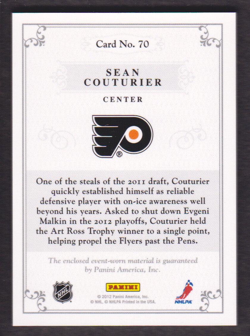 2011-12 Dominion Jerseys #70 Sean Couturier/100 back image