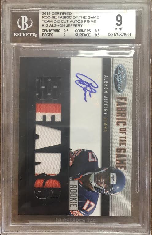 2012 Certified Rookie Fabric of the Game Team Die Cut Autographs Prime #12 Alshon Jeffery