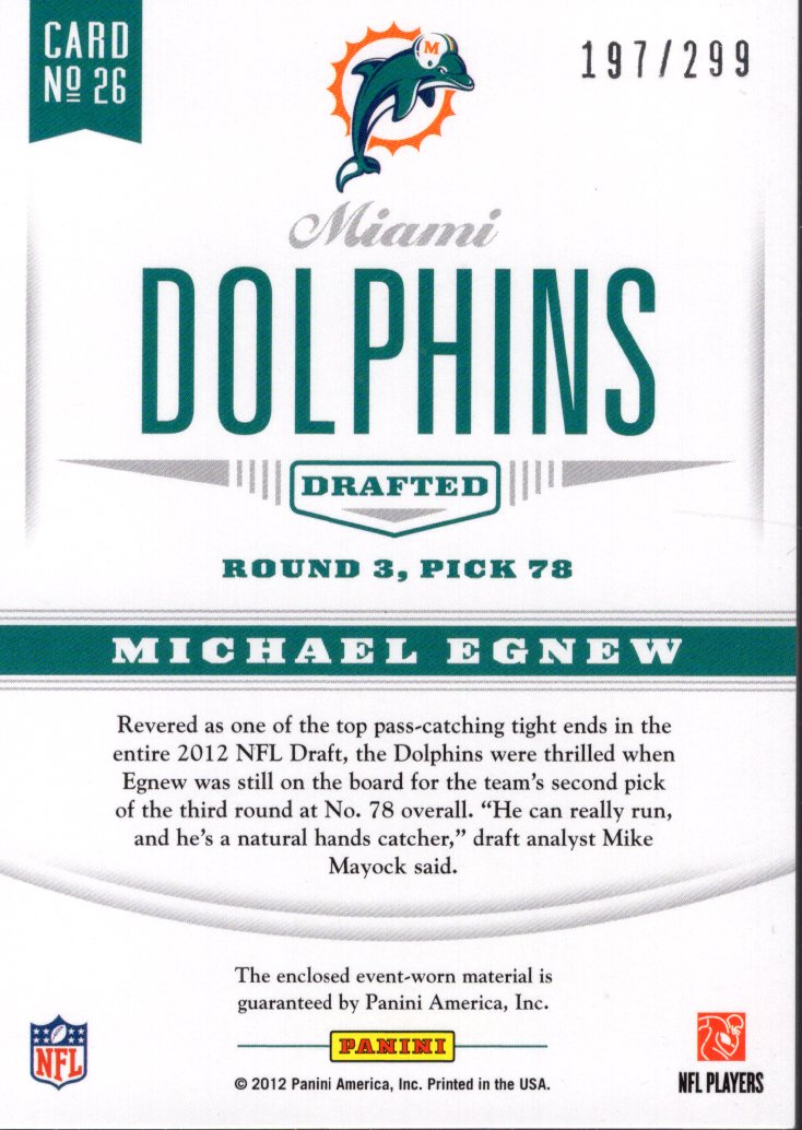 2012 Certified Certified Rookie Materials #26 Michael Egnew back image
