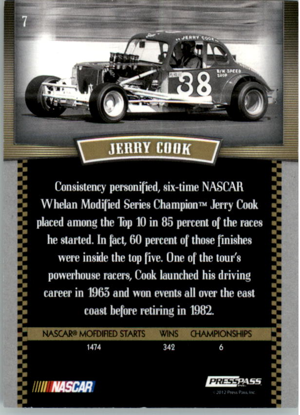 2012 Press Pass Legends Gold #7 Jerry Cook back image
