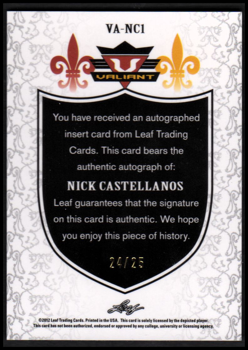 2012 Leaf Valiant Draft Purple #NC1 Nick Castellanos back image