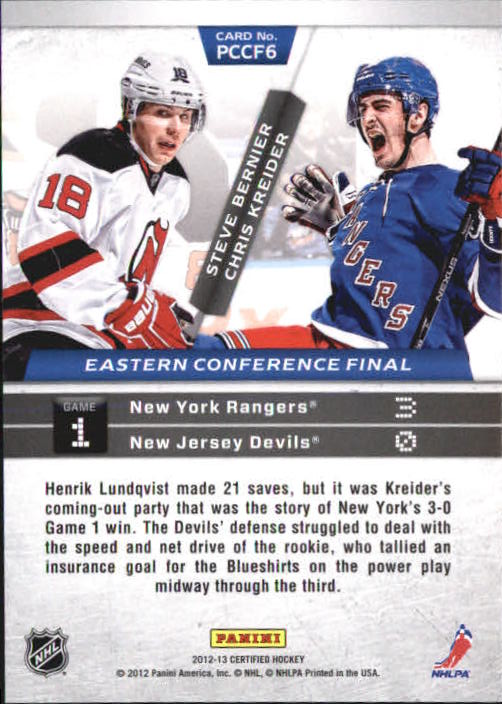 2012-13 Certified Path to the Cup Conference Finals #6 Chris Kreider/Steve Bernier back image