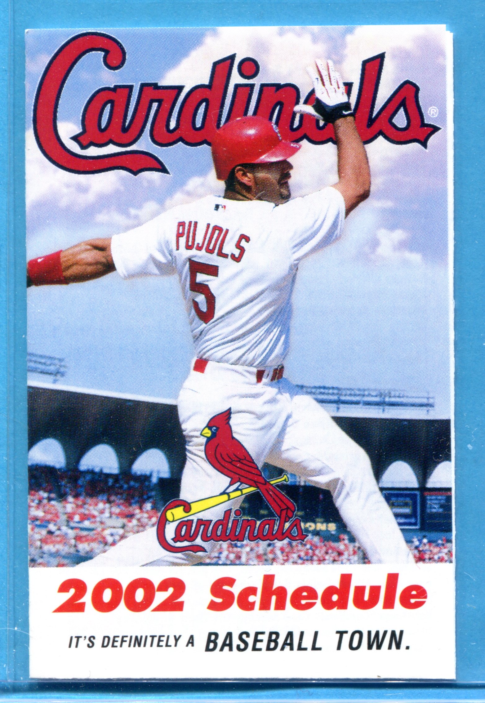 2002 St. Louis Cardinals Pocket Schedule ~ Albert Pujols 2001 Rookie Photo on Cover 
