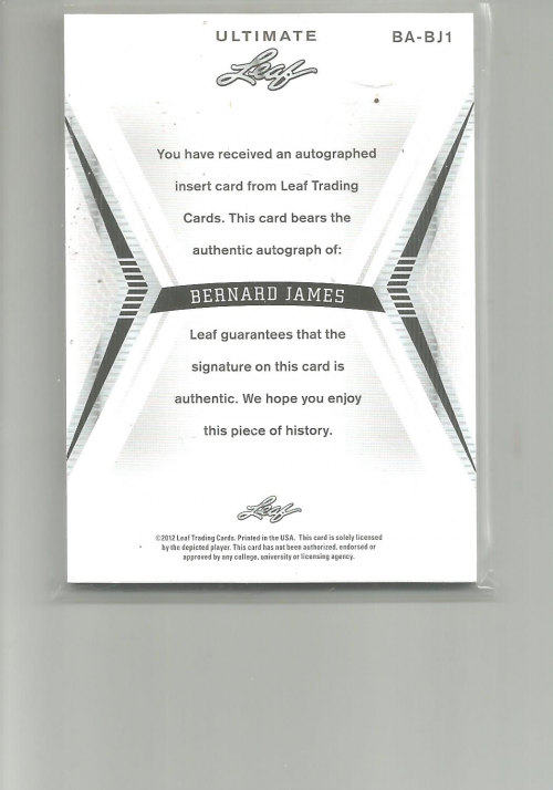 2012-13 Leaf Ultimate Red #BJ1 Bernard James back image