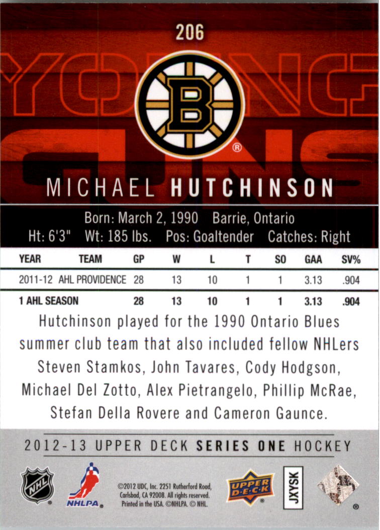 2012-13 Upper Deck Hockey Card Pick (Base) Young Gun YG