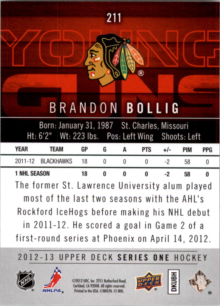 2012-13 Upper Deck Hockey Card Pick (Base) Young Gun YG