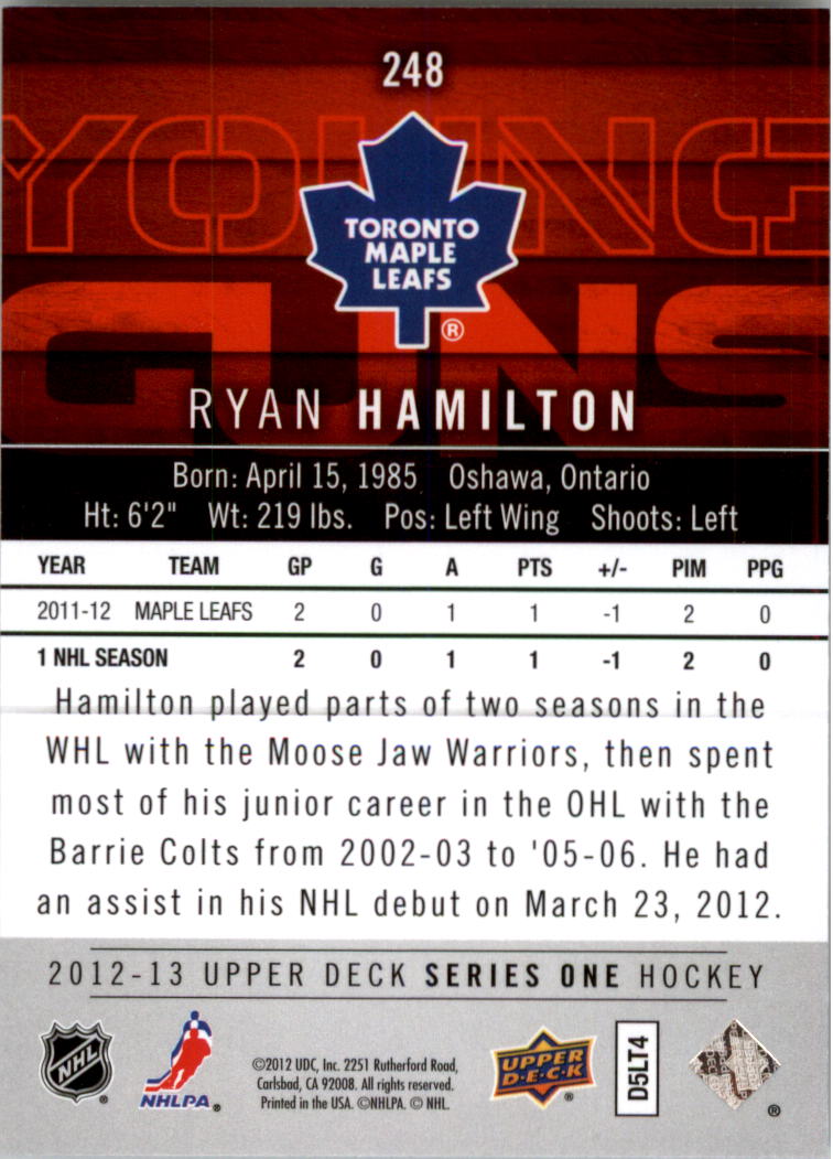 2012-13 Upper Deck Hockey Card Pick (Base) Young Gun YG