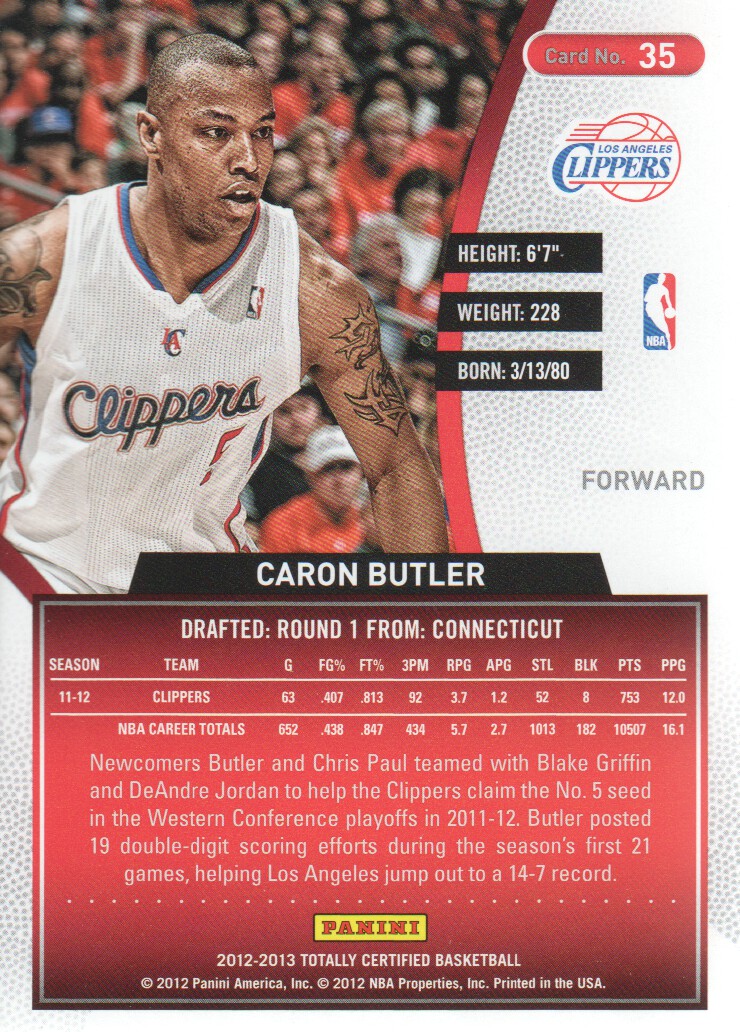 2012-13 Totally Certified Red #35 Caron Butler back image