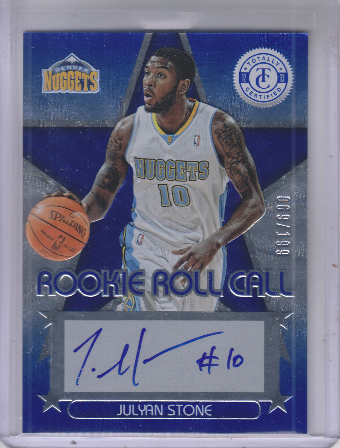 2012-13 Totally Certified Rookie Roll Call Autographs Blue #47 Julyan Stone/199