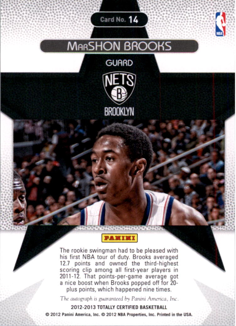 2012-13 Totally Certified Rookie Roll Call Autographs #14 MarShon Brooks back image