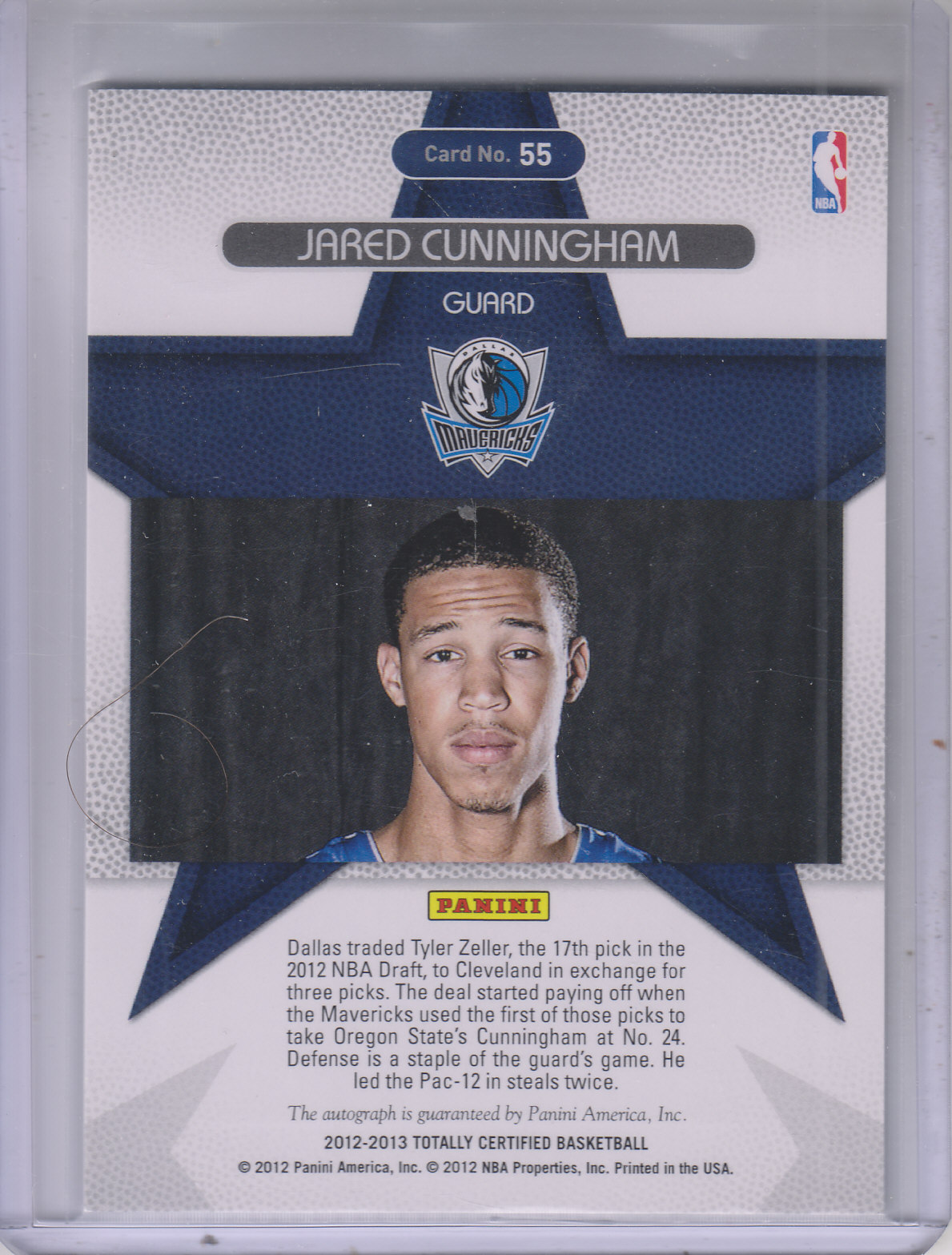 2012-13 Totally Certified Rookie Roll Call Autographs #55 Jared Cunningham back image