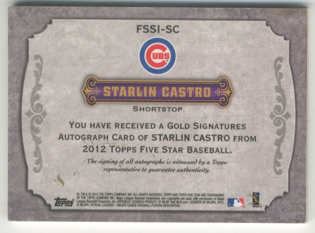 2012 Topps Five Star Gold Ink Autographs Purple #SC Starlin Castro