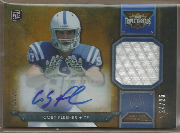 2012 Topps Triple Threads Rookies Autographed Relics Gold #TTRAR11 Coby Fleener