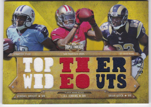 2012 Topps Triple Threads Relic Combos Gold #TTRC11 A.J. Jenkins/Brian Quick/Kendall Wright