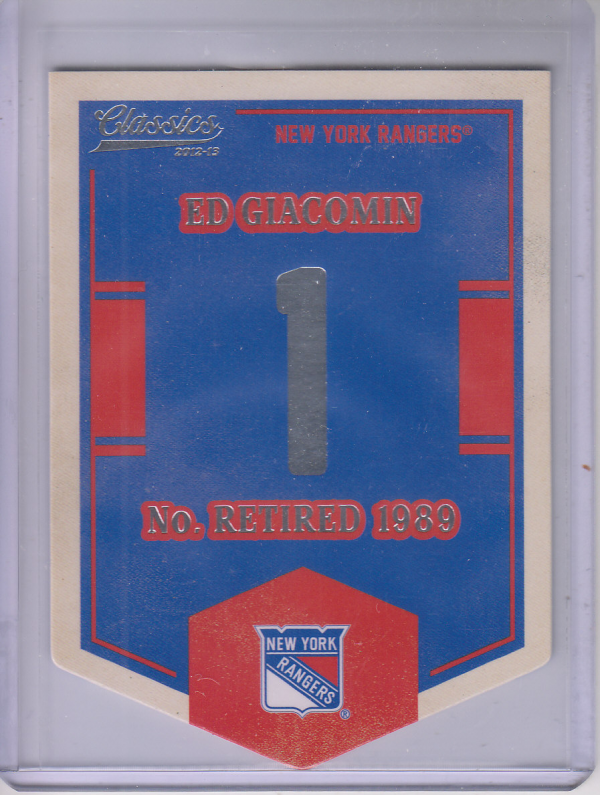 2012-13 Classics Signatures Banner Numbers #52 Ed Giacomin