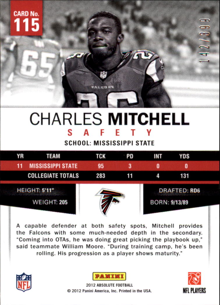 2012 Absolute #115 Charles Mitchell RC back image