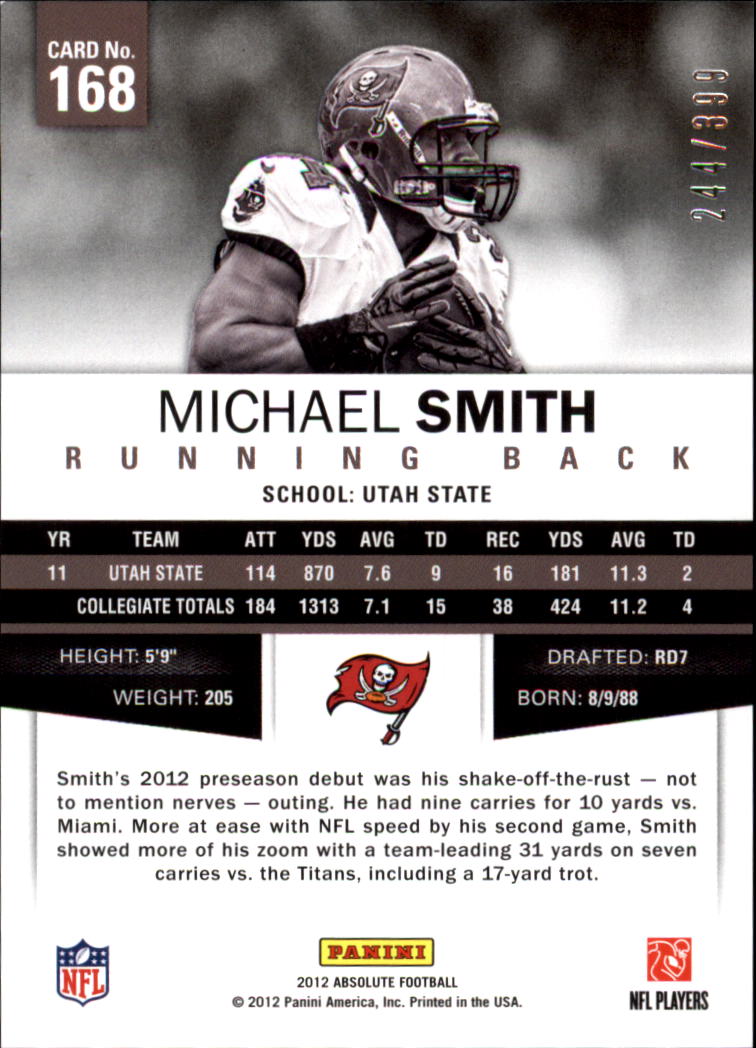 2012 Absolute #168 Michael Smith RC back image