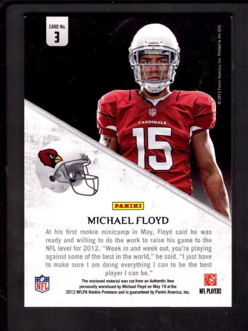 2012 Absolute Rookie Jersey Collection #20 Michael Floyd back image