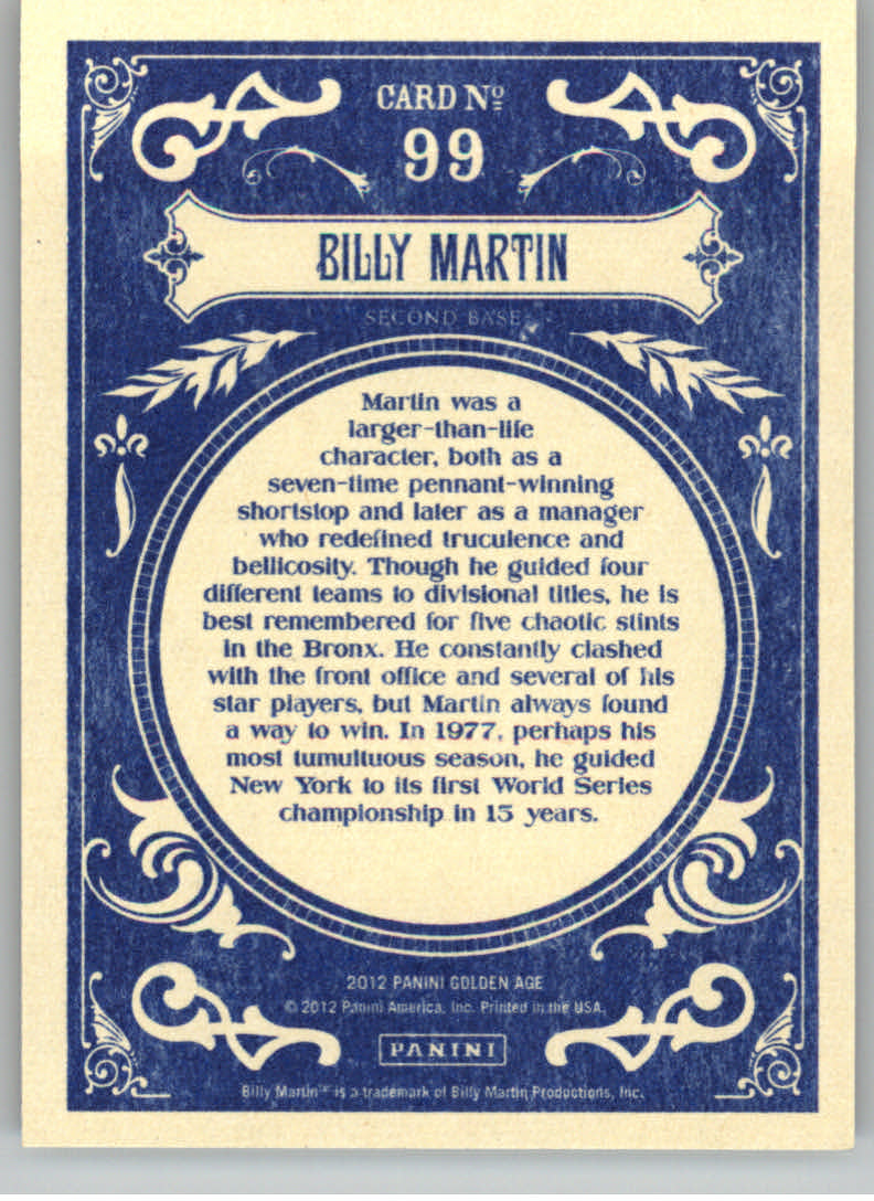 2012 Panini Golden Age #99 Billy Martin back image