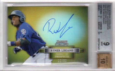 2012 Bowman Sterling Prospect Autographs Gold Refractors #RL Rymer Liriano