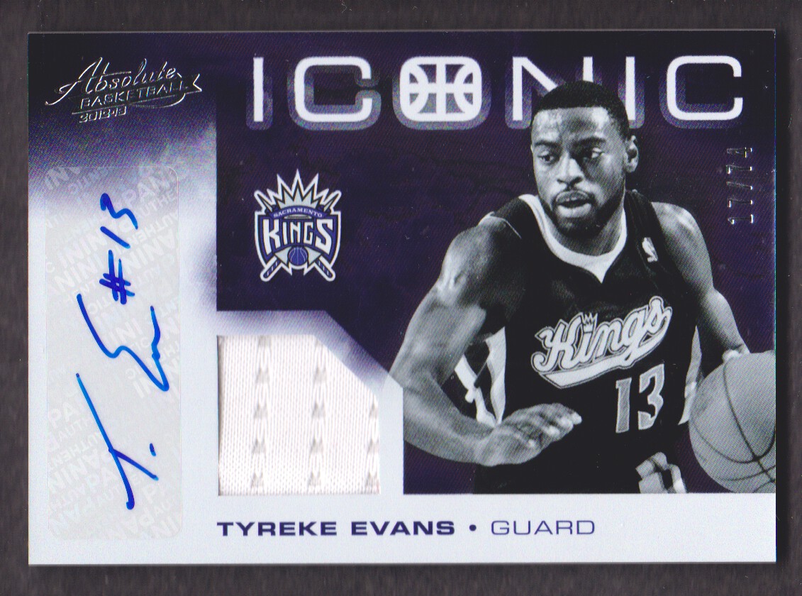 2012-13 Absolute Iconic Materials Autographs #25 Tyreke Evans/74 EXCH