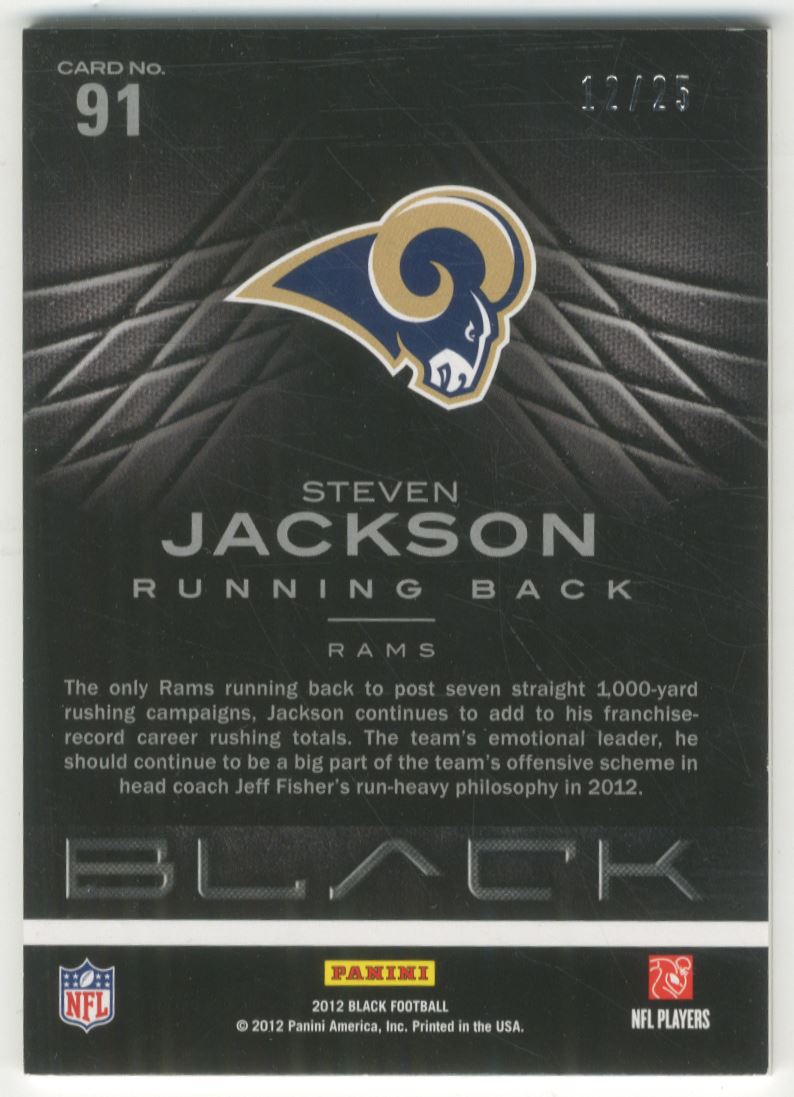 2012 Panini Black Platinum #91 Steven Jackson back image