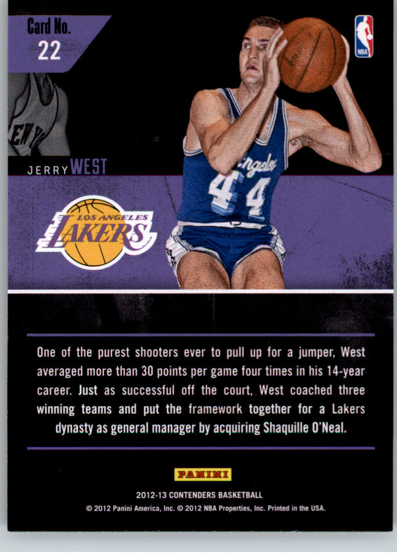 2012-13 Panini Contenders Legendary Contenders #22 Jerry West back image