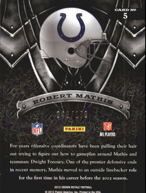 2012 Crown Royale Field Force Red #5 Robert Mathis back image