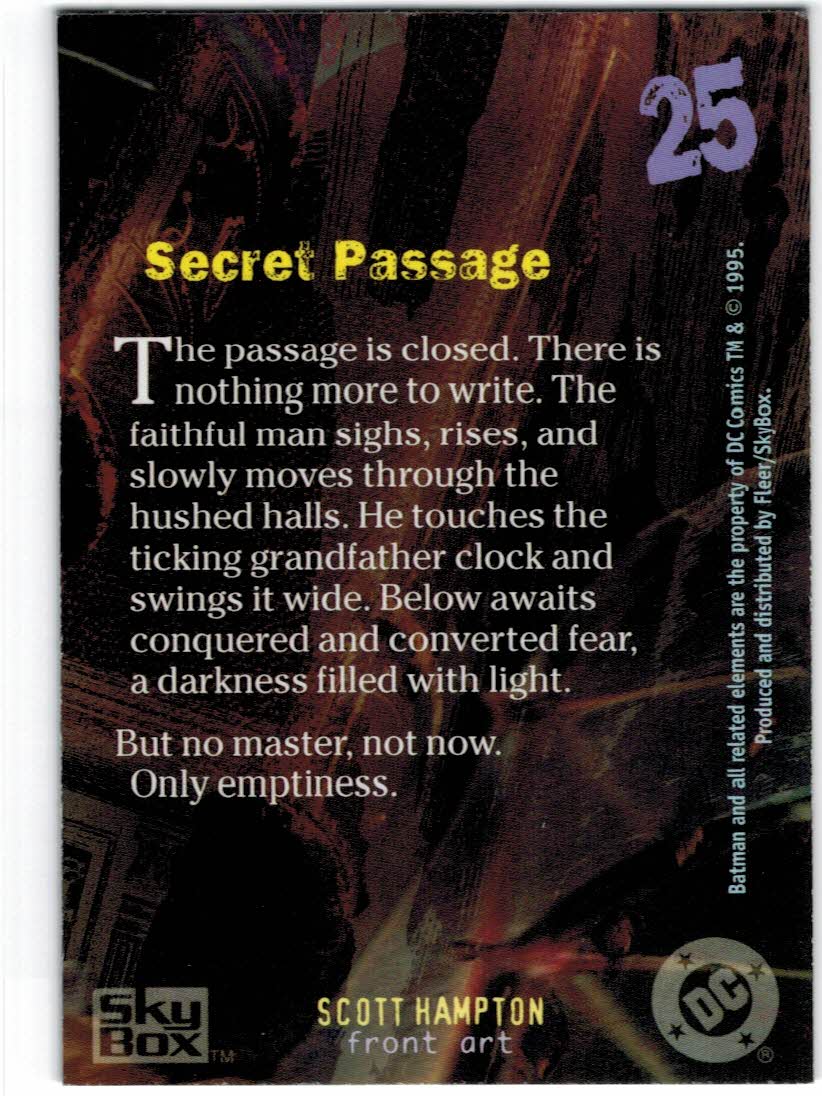 1995 SkyBox Batman Master Series #25 Secret Passage back image