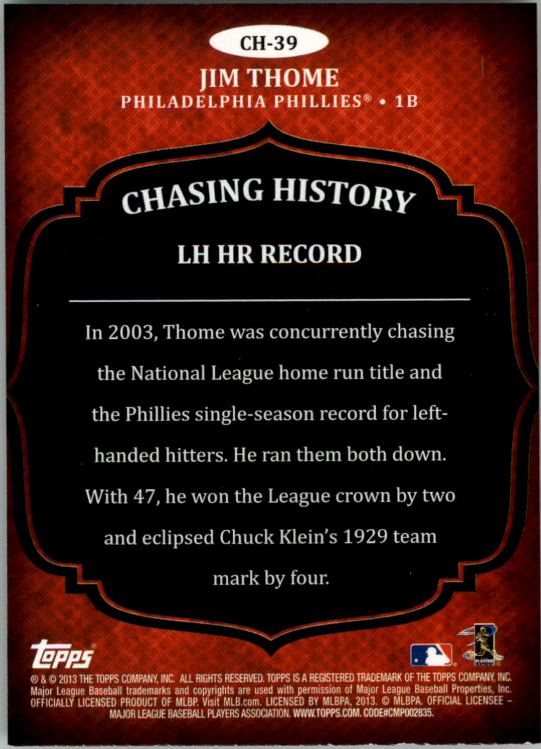 2013 Topps Chasing History Baseball Card Pick (Inserts)