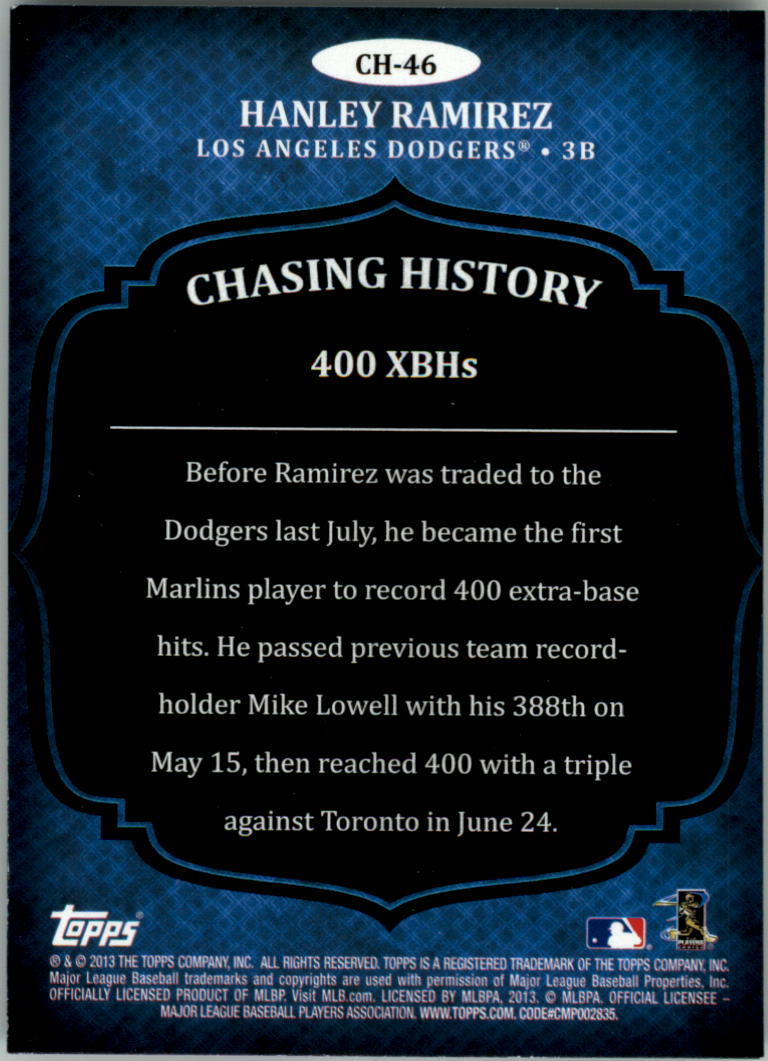 2013 Topps Chasing History Baseball Card Pick (Inserts)