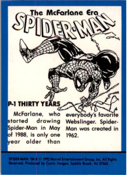 1992 Comic Images Spider-Man Todd McFarlane Era Prisms #P1 Thirty Years back image